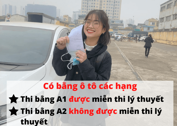 Có bằng B2 có cần thi lý thuyết A1 A2 không