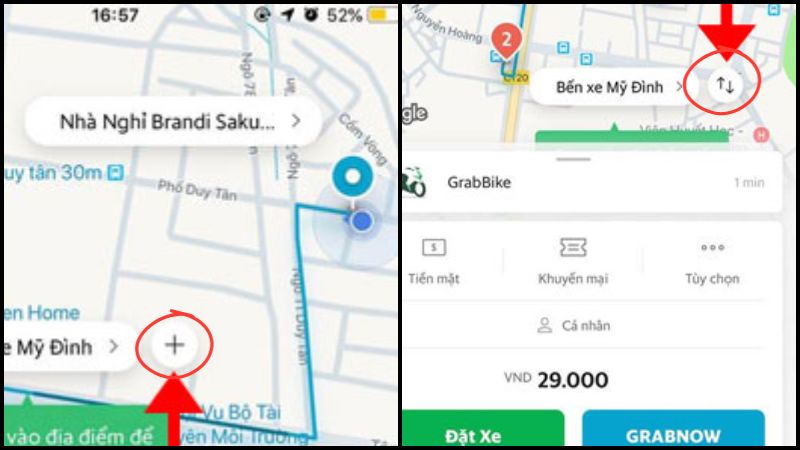 Cách đặt Grab 2 điểm đến